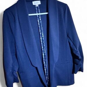 Skies Are Blue Raja Collarless Blazer, Navy, Size M